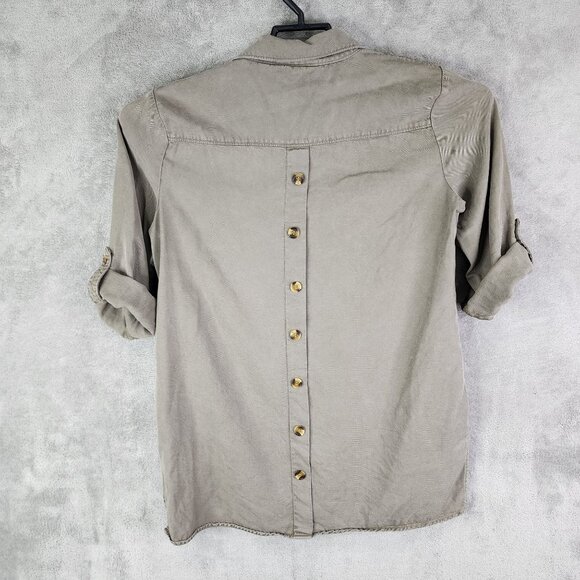 Womens T&W Designs Shirt w/ Roll Tab Sleeves Button-Up 100% Tencel Size S - Picture 8 of 11